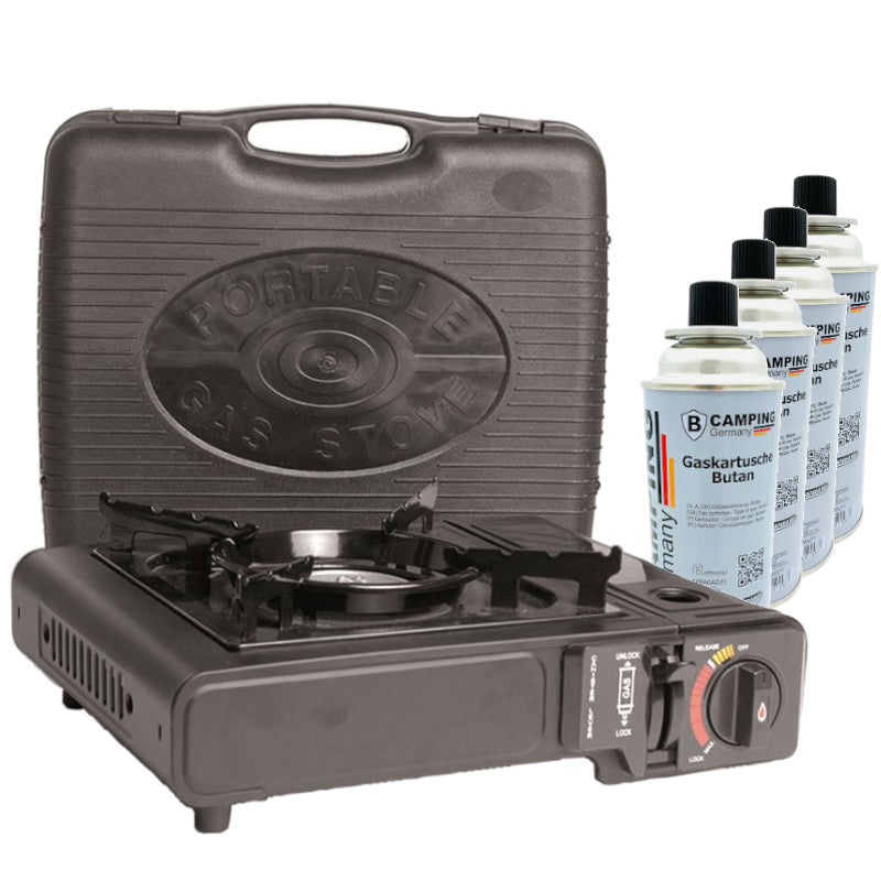 Gaskocher mit Koffer (inkl. 8 Gaskartuschen)