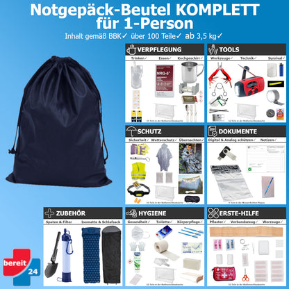 Notgepäck KOMPLETT (Beutel für 1 Person)